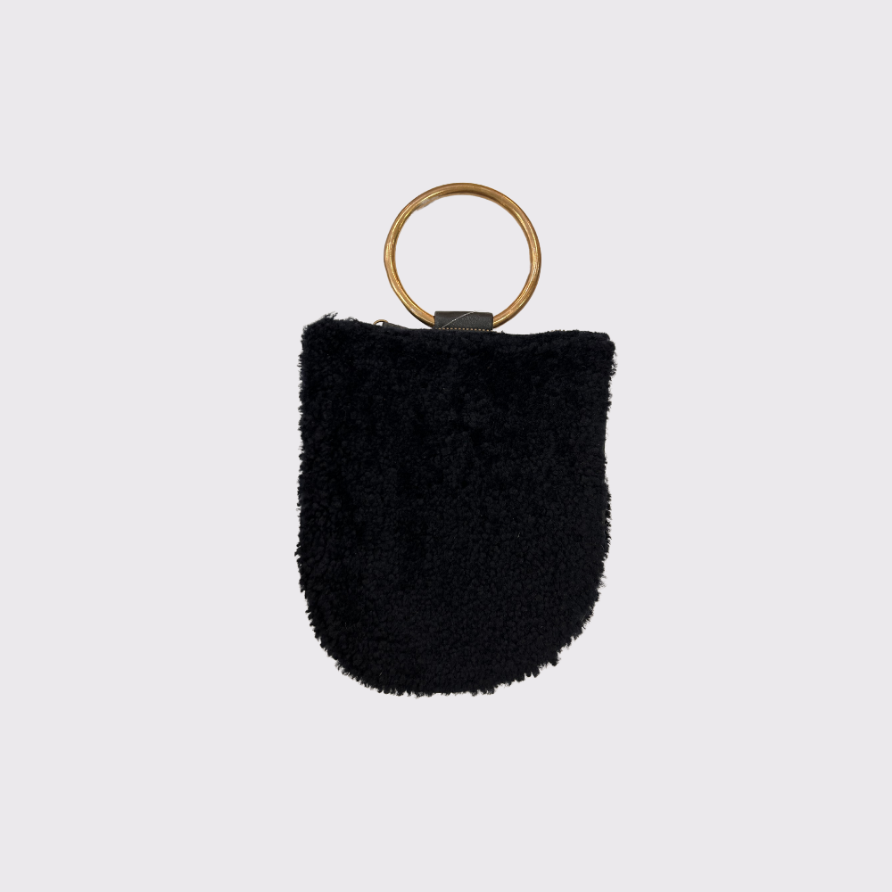 Kim White Wallets Shearling Mini - Black