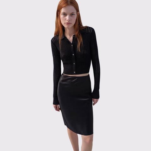 Frame 90's Bias Skirt in Black
