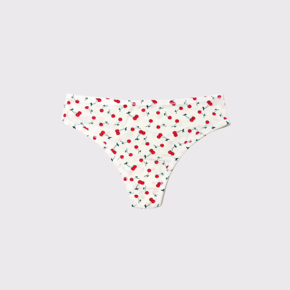 Hanky Panky Printed Playstretch Natural Rise Thong in Cherry on Top