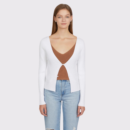 525 Jess Button Front Cropped Cardigan