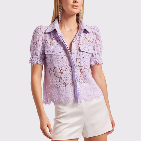Generation Love Mina Lace Shirt in Lilac