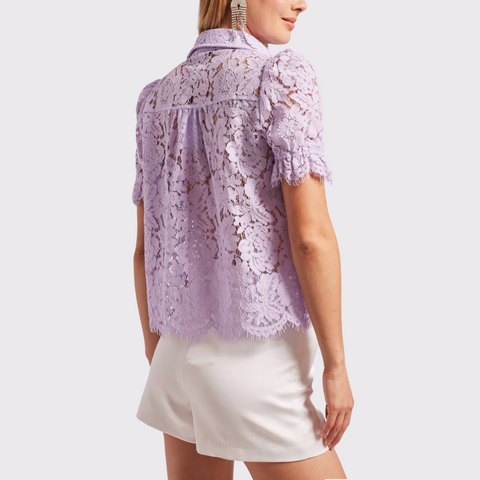 Generation Love Mina Lace Shirt in Lilac