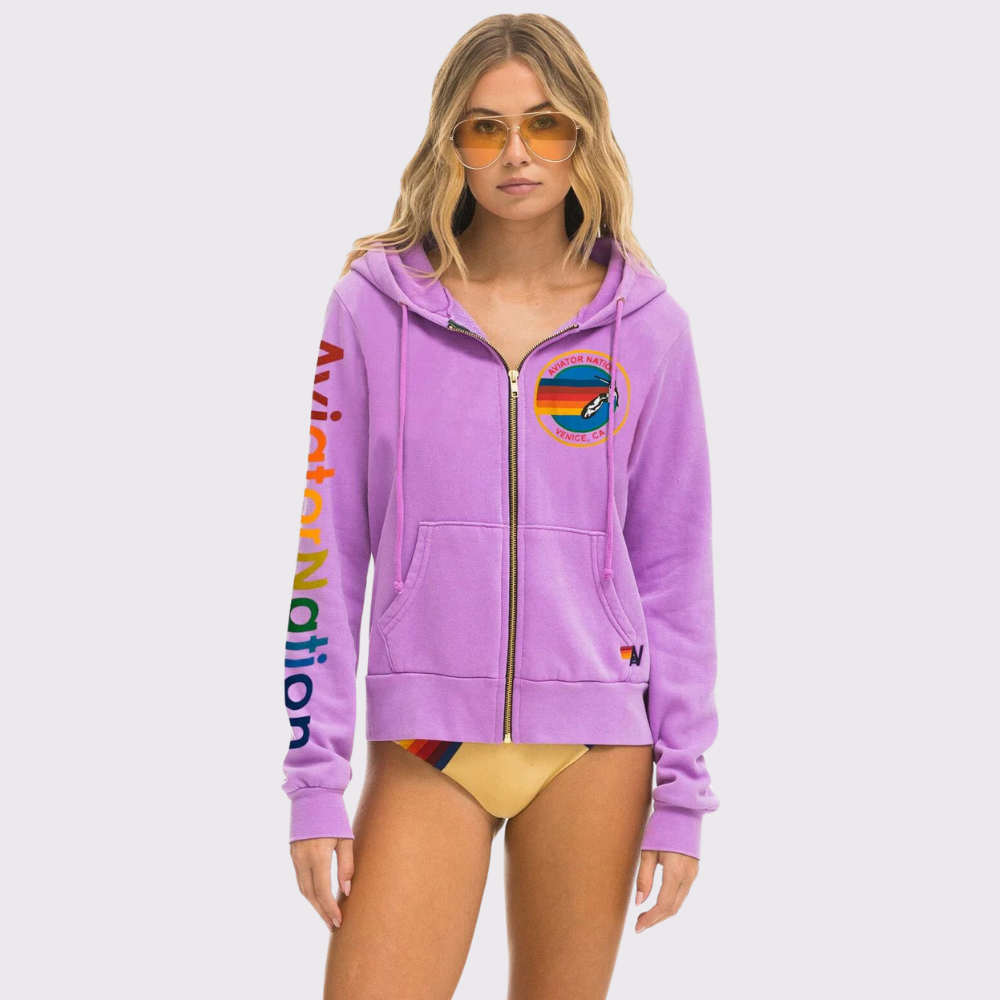 Aviator Nation Zip Hoodie in Neon Purple Carriage Trade in the Kingsway Toronto Canada