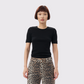 GANNI Soft Cotton Rib T-shirt in Black