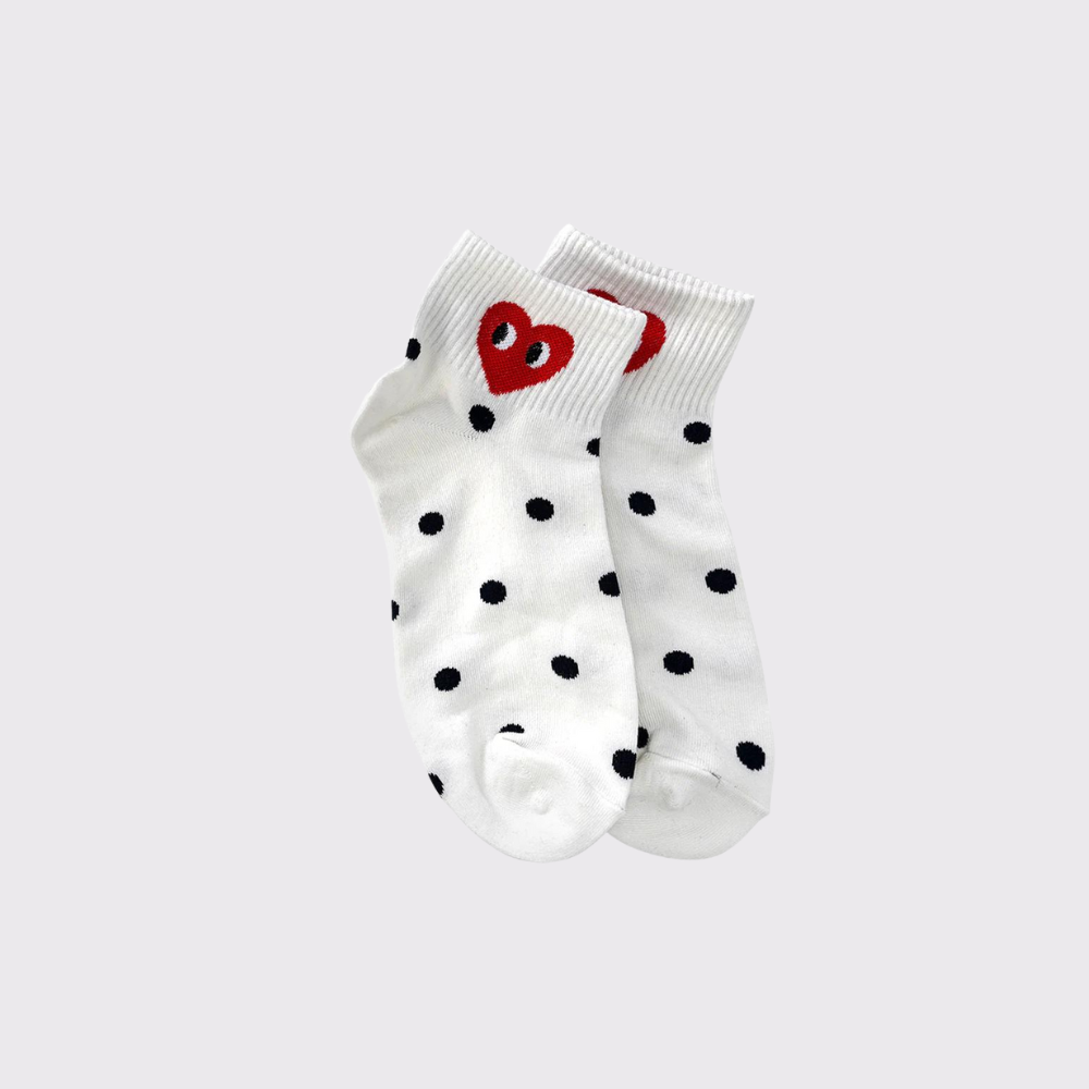 Short Polka Dot Heart Sock