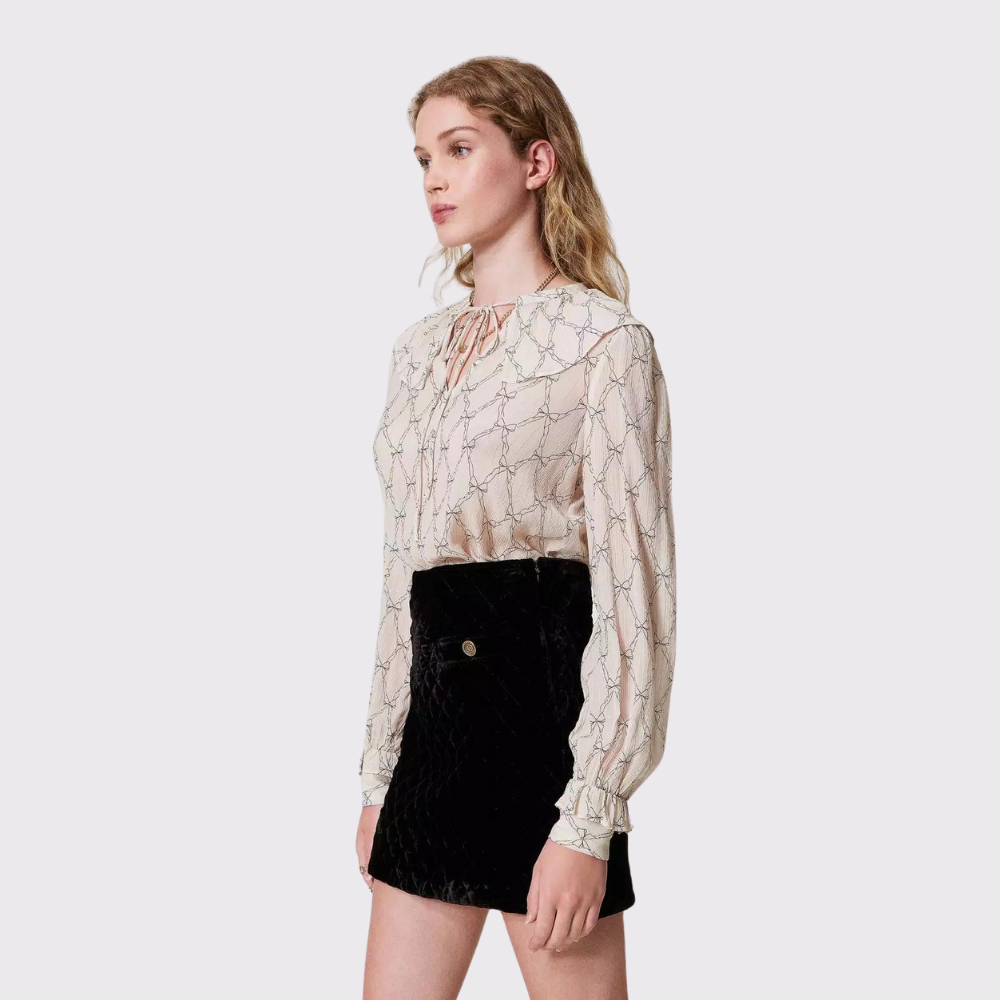 Twinset Creponne Blouse with Bow Print