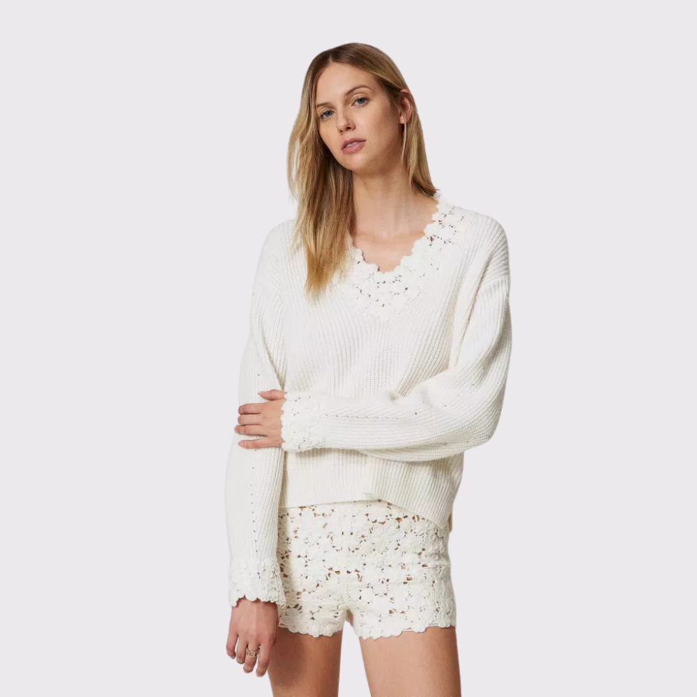 Twinset Wool Blend Jumper with Embroidery