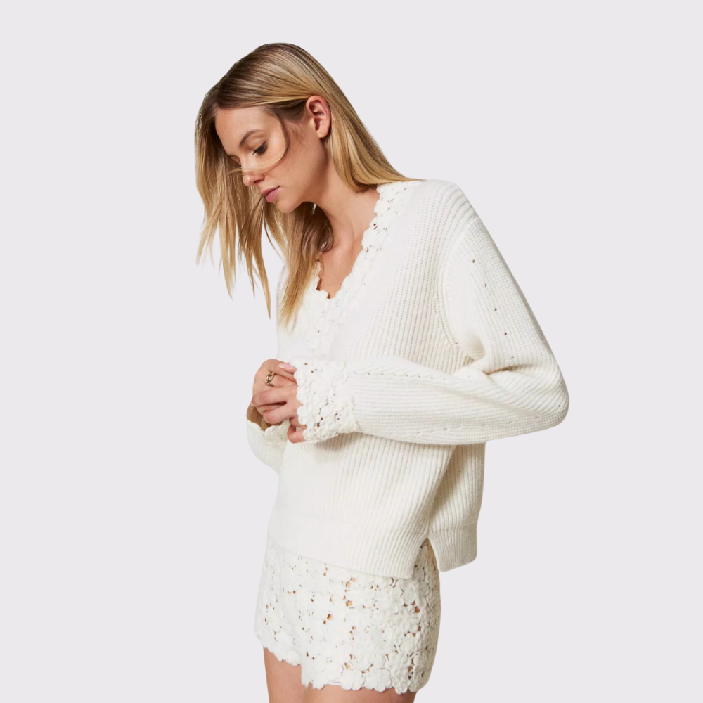 Twinset Wool Blend Jumper with Embroidery