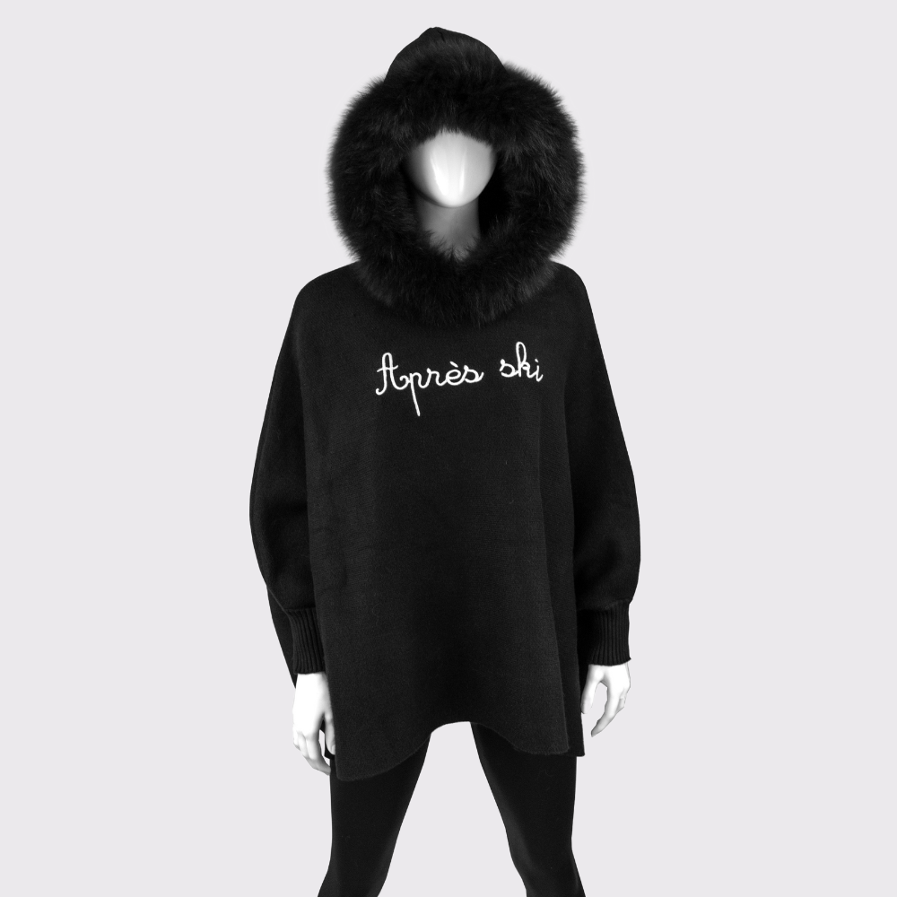 Mitchie's Black "Apres Ski" Fox Trimmed Hoodie
