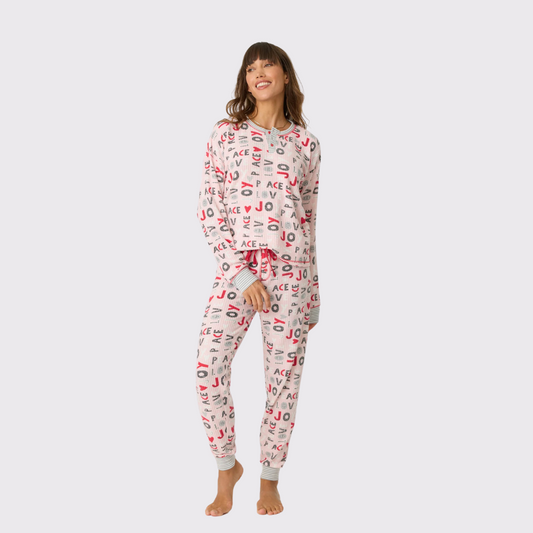 Pj Salvage Peace & Joy Waffle Thermal Ski Jammie Set