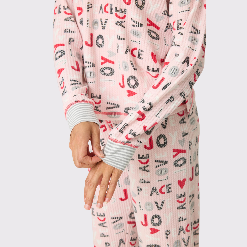Pj Salvage Peace & Joy Waffle Thermal Ski Jammie Set