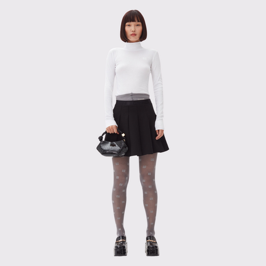 GANNI Light Twill Pleated Mini Skirt - One Left - Size 38