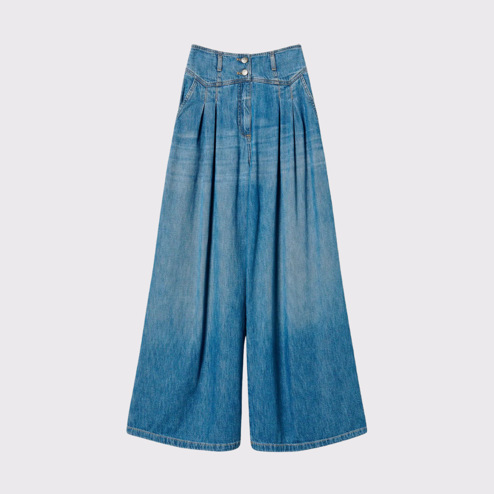 Twinset Wide Leg Pleated Jeans