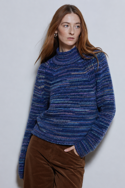 Space Dye Boxy Mock W/ Shaker Detail