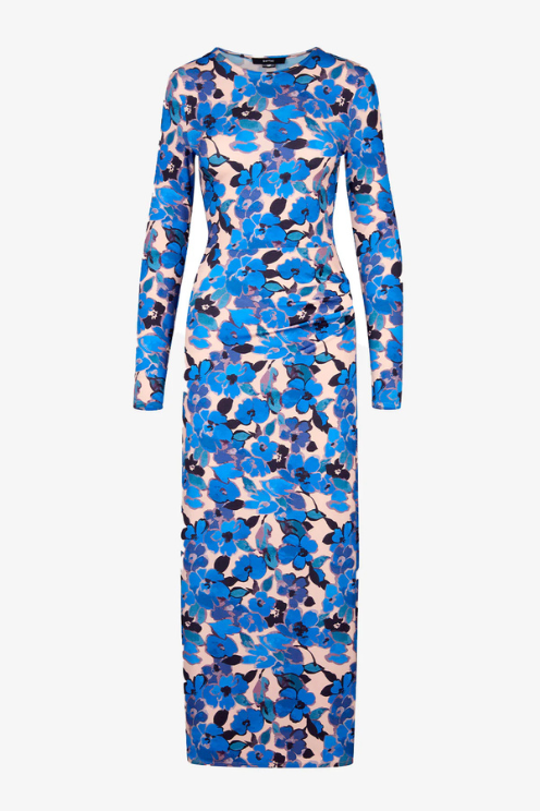 Ruched Crewneck Midi Dress