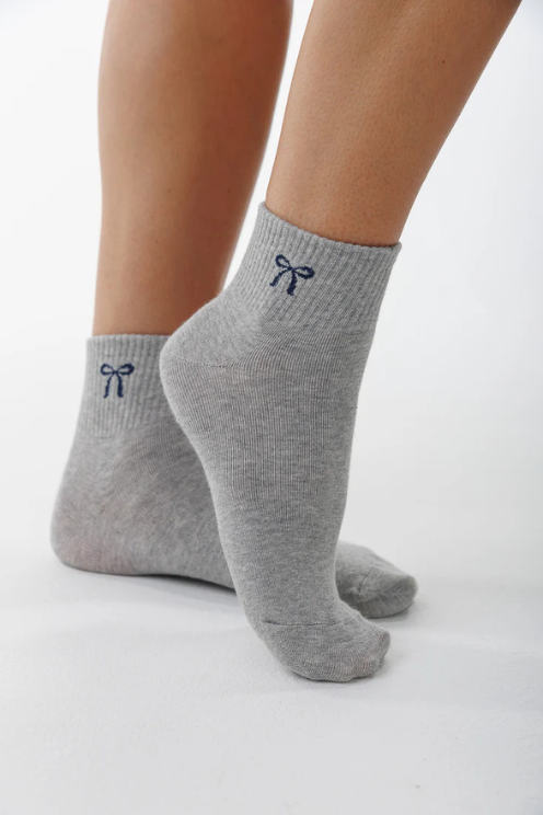 Ribbed Short Bow Socks