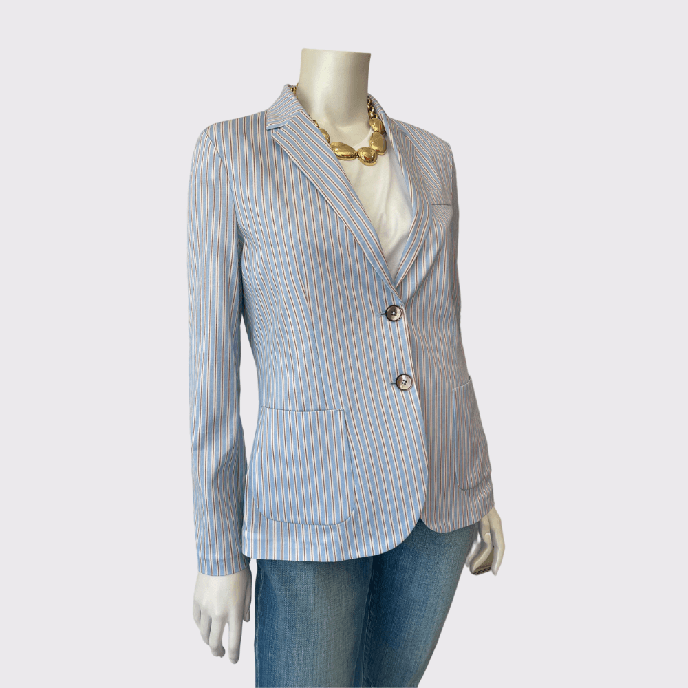 Circolo Shirting Stripe Blazer in Skyway - Carriage Trade Shop