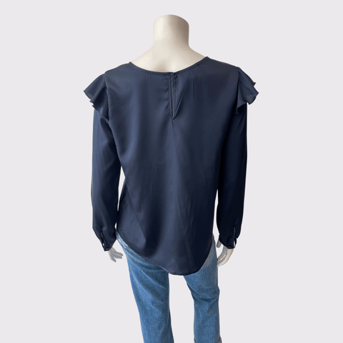 Tricot Chic Blouse in Navy - Carriage Trade Shop