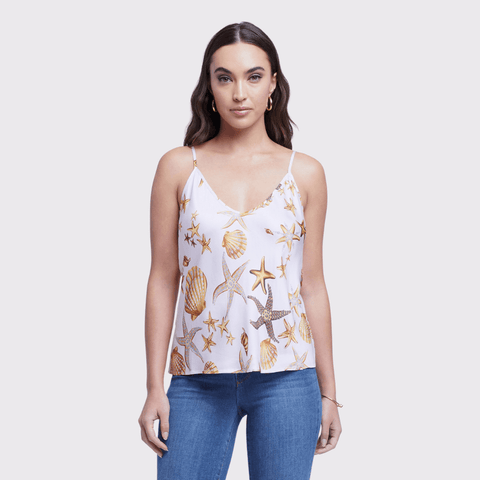 L'agence Lexi Camisole Tank in Soft Pink Multi Starfish - Carriage Trade Shop