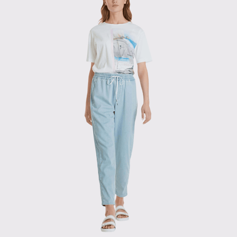 Marc Cain "Rethink Together" Joggers in Light Blue Denim - Carriage Trade Shop