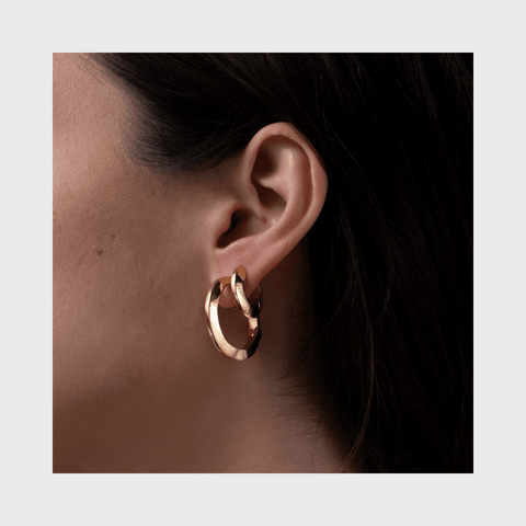 Jenny Bird Toni Hinged Hoop Earrings in Silver and Gold - Carriage Trade Shop