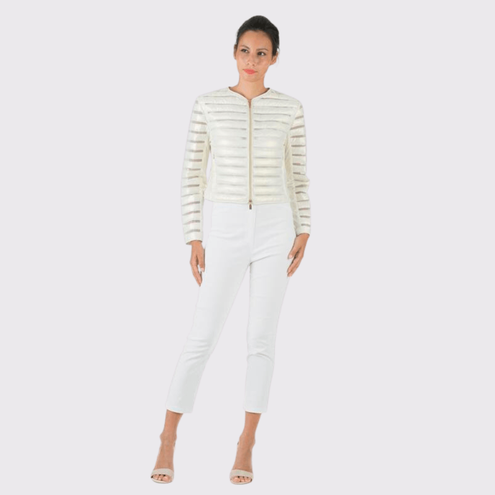 Diego M Metallic Sheer Detail Bomber Jacket - Carriage Trade Shop