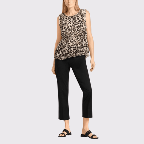 Marc Cain Pleated Top with Leopard Print - Carriage Trade Shop