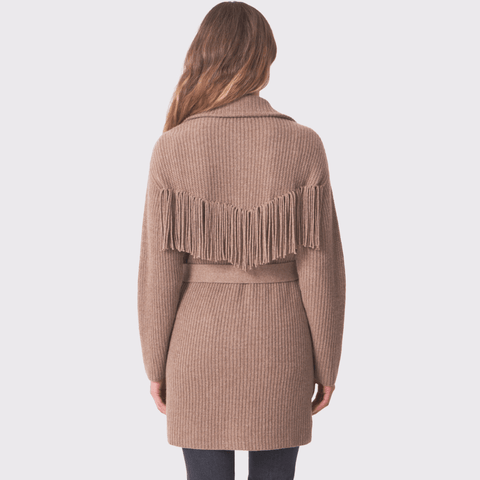 Repeat Fringe Cardigan in Taupe - Carriage Trade Shop