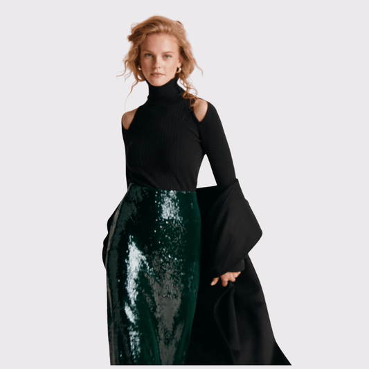 Riani Turtleneck Top with Shoulder Cutouts - Carriage Trade Shop