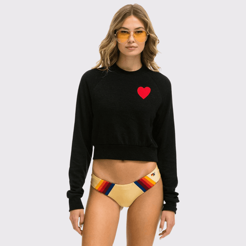 Aviator Nation Heart Embroidery Cropped Crew - Carriage Trade Shop