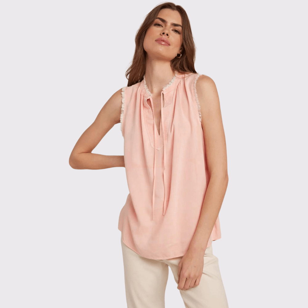 Bella Dahl Fray Edge Sleeveless Top Sunset Coral Carriage