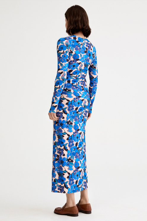 Ruched Crewneck Midi Dress