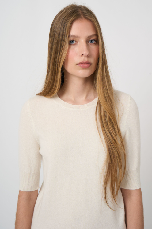 Slim Short-Sleeve Organic Cashmere Sweater