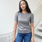 Metallic Ribbed Knit Tee