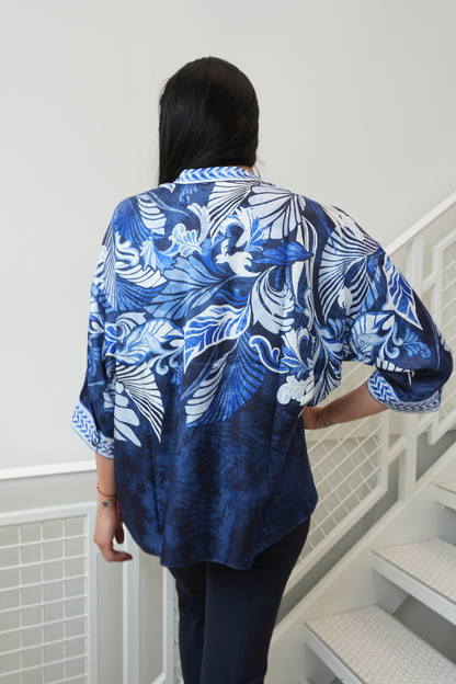 Printed Button-Front Blouse