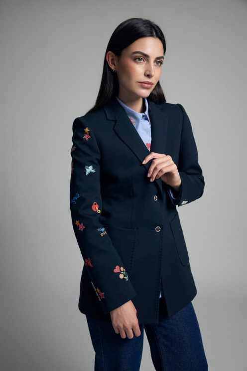 Arantxa Embroidered Sleeve Blazer