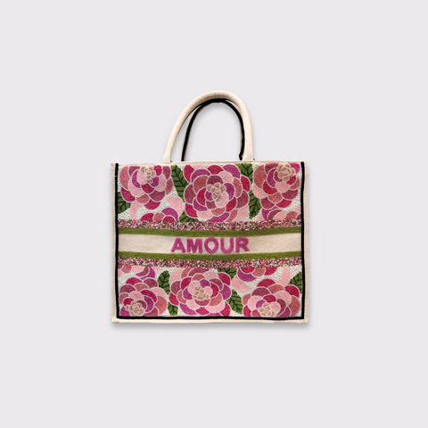 Amour Floral Beaded Tote