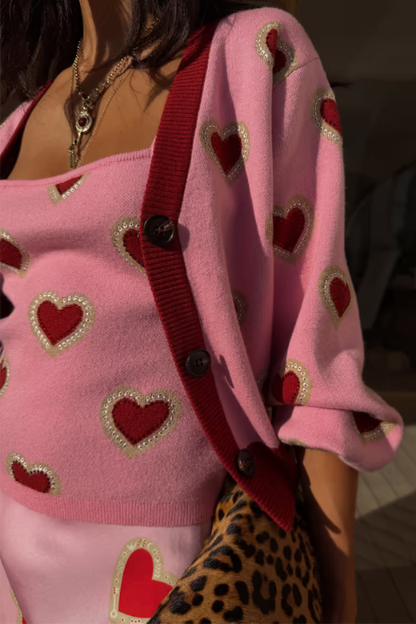 Never Fully Dressed Pink Hearts Cardigan