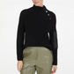 Mock Neck Sweater with Satin Pocket