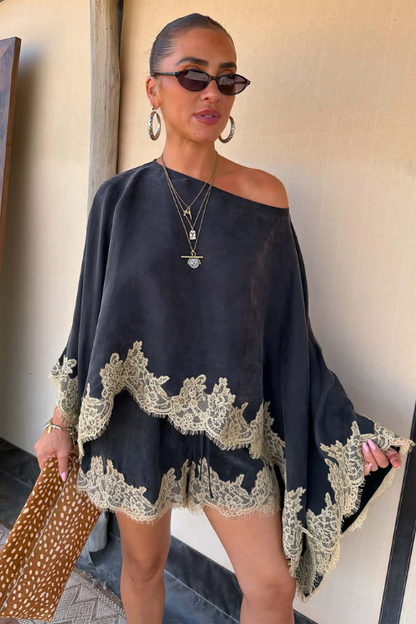 Ellie Lace Cape + Short Set