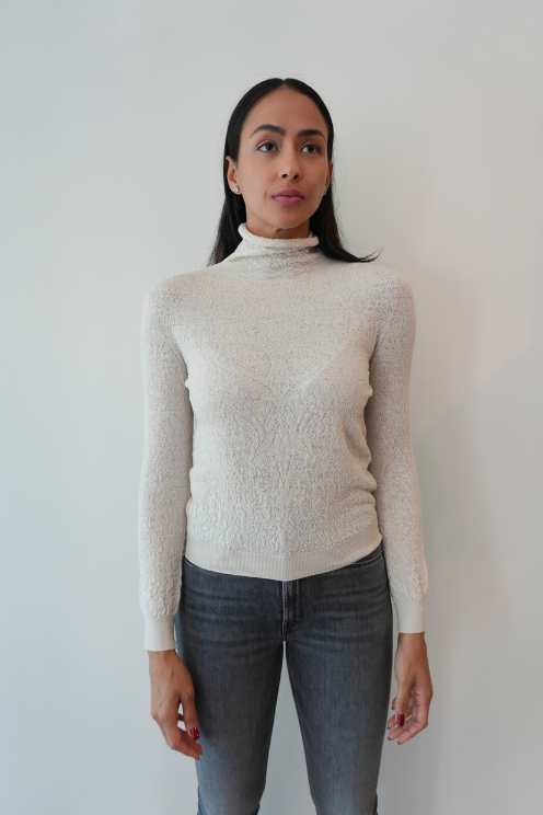 Lace Effect Merino Pullover
