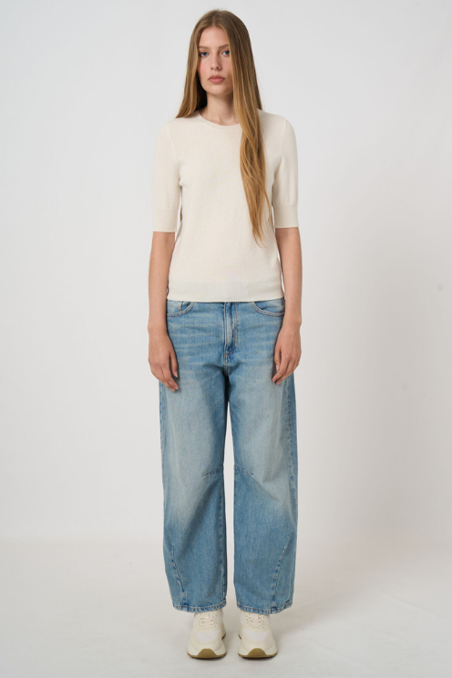 Slim Short-Sleeve Organic Cashmere Sweater