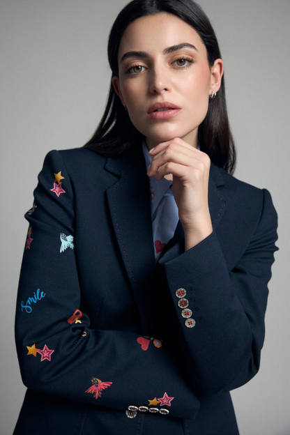 Arantxa Embroidered Sleeve Blazer