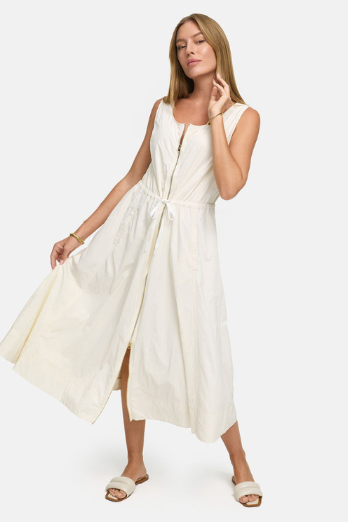 Sleeveless Midi Dress With Two-Way Zipper