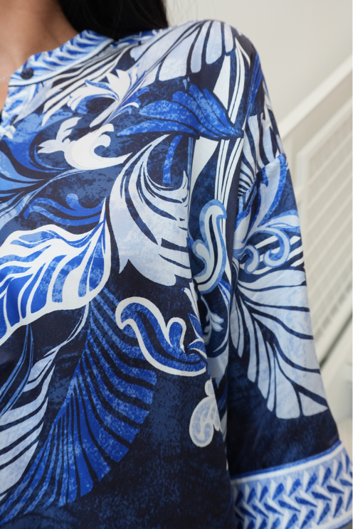 Printed Button-Front Blouse