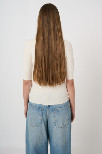 Slim Short-Sleeve Organic Cashmere Sweater