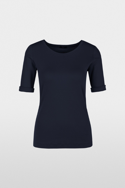 Round - Collar Shirt With Short Sleeves