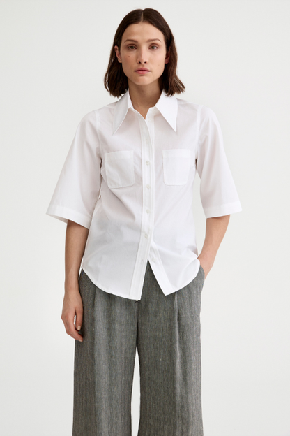 3/4 Sleeve Point Collar Shirt