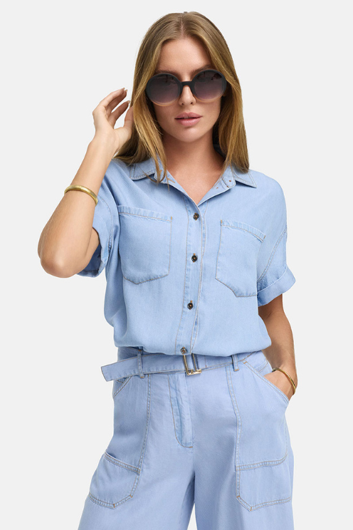 Short-Sleeve Denim Shirt