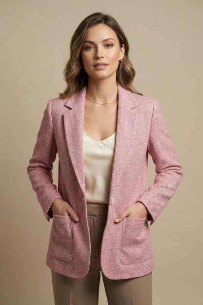 Slim Long Linen-Cotton Blazer